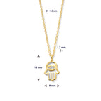 Halskette Hand aus Fatima und Zirkonia 41 + 4 cm Silber vergoldet (gelb)