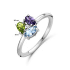 Ring Zirkonia und synth. Edelsteine Silber rhodiniert