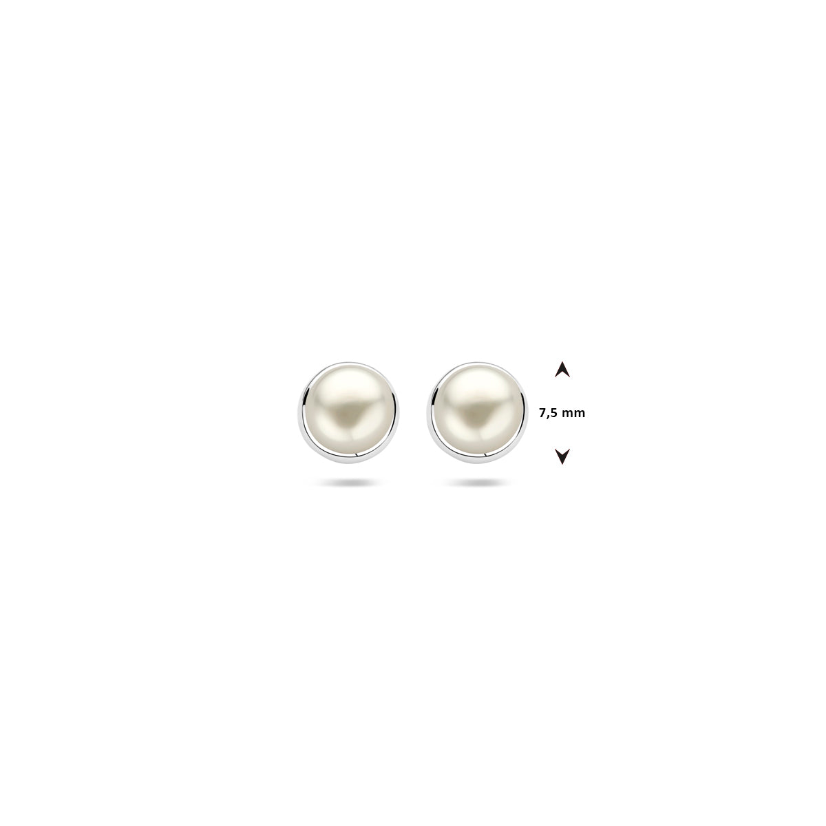 oorknoppen parel 7,5 mm zilver gerhodineerd