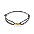 armband satijn zwart 13 - 26 cm 14K goud met rubber/nylon/leer