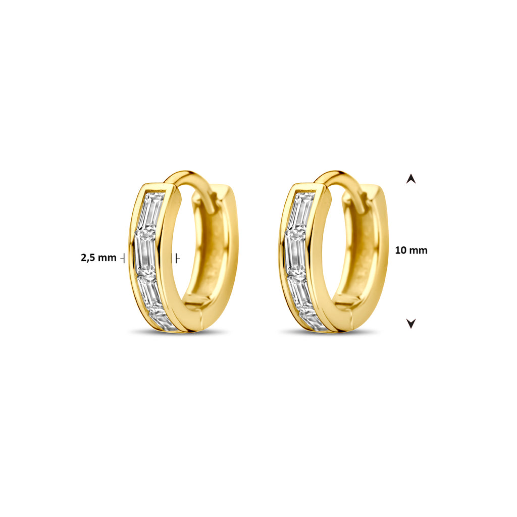 klapoorringen zirkonia 10 mm 1 micron zilver verguld (geel)