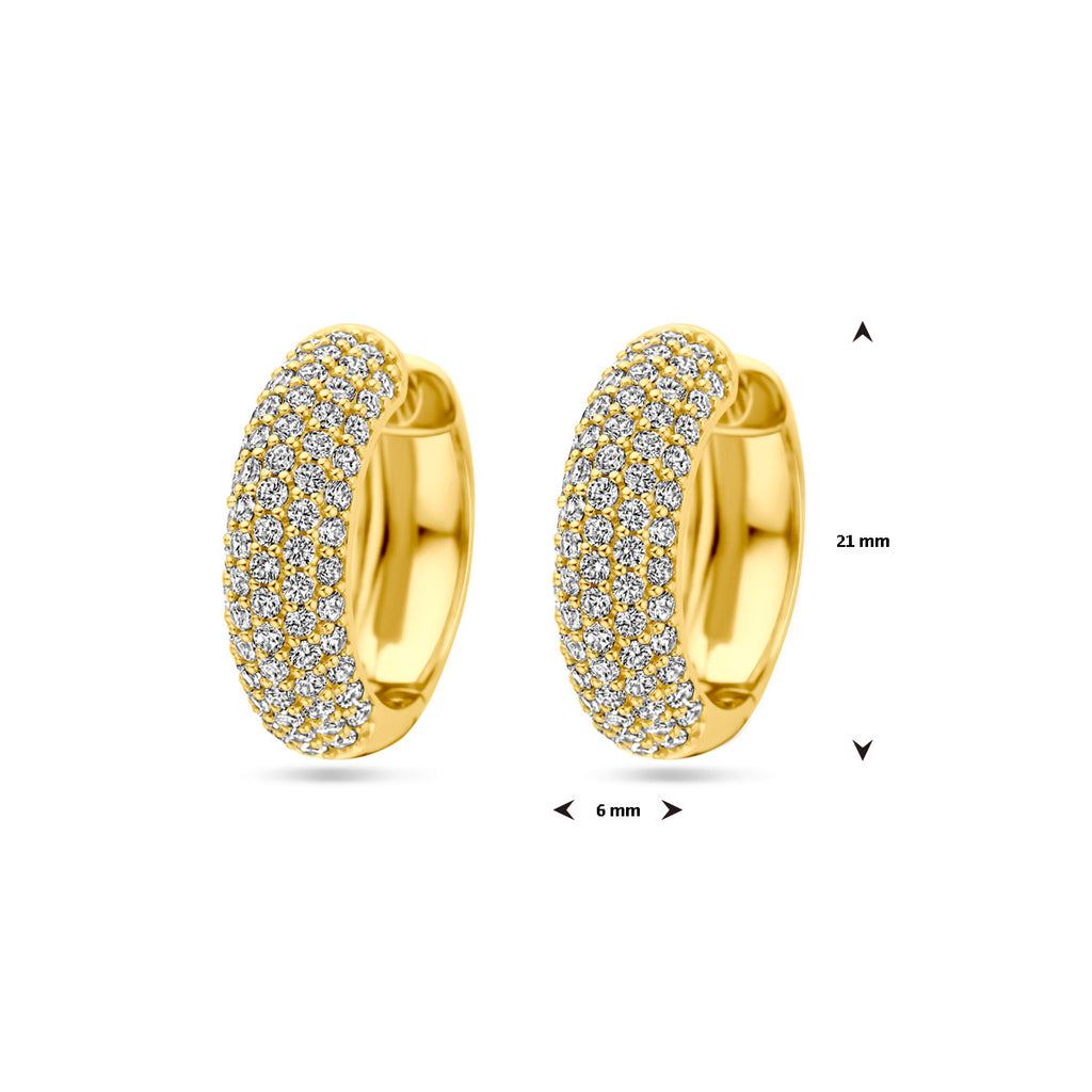 klapoorringen zirkonia 21 mm 1 micron zilver verguld (geel)