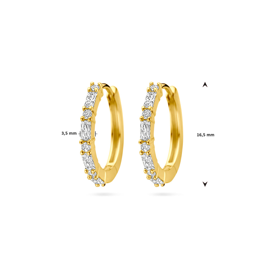 klapoorringen zirkonia 1 micron zilver verguld (geel)