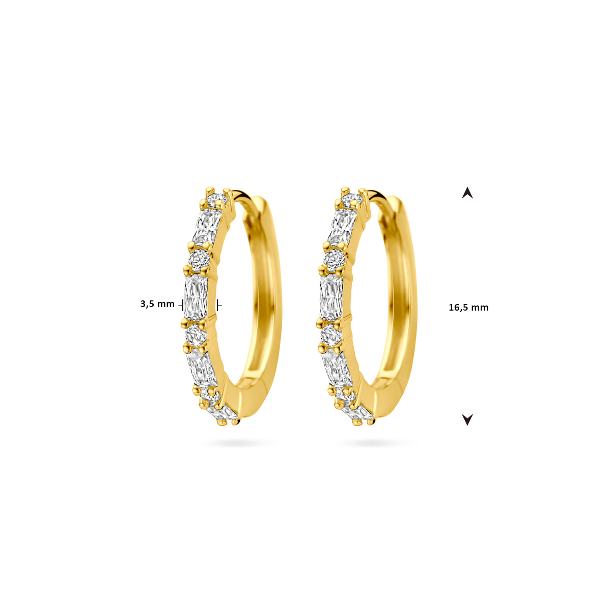 klapoorringen zirkonia 1 micron zilver verguld (geel)