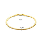 9k armband slang plat bol 3,3 mm 19 cm massief 9K geel/zilverkern
