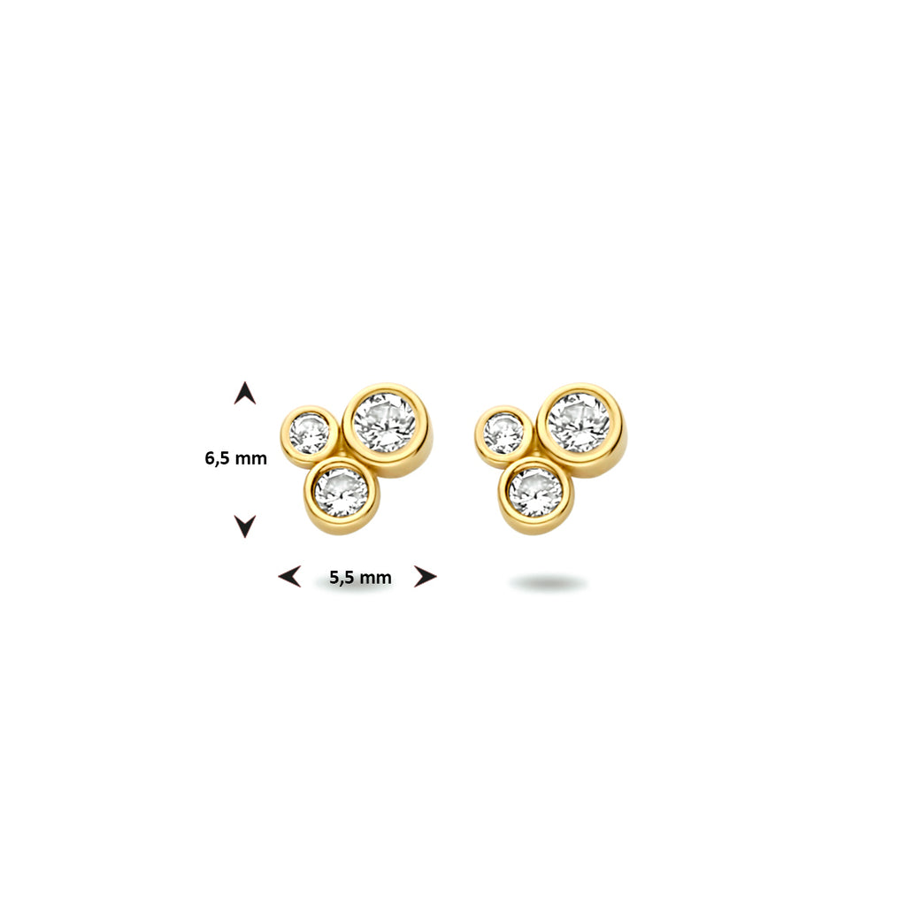 oorknoppen zirkonia 6,5 mm 14K geelgoud