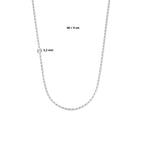 collier gourmette met tussenstuk 2,2 mm 40 + 4 cm zilver gerhodineerd