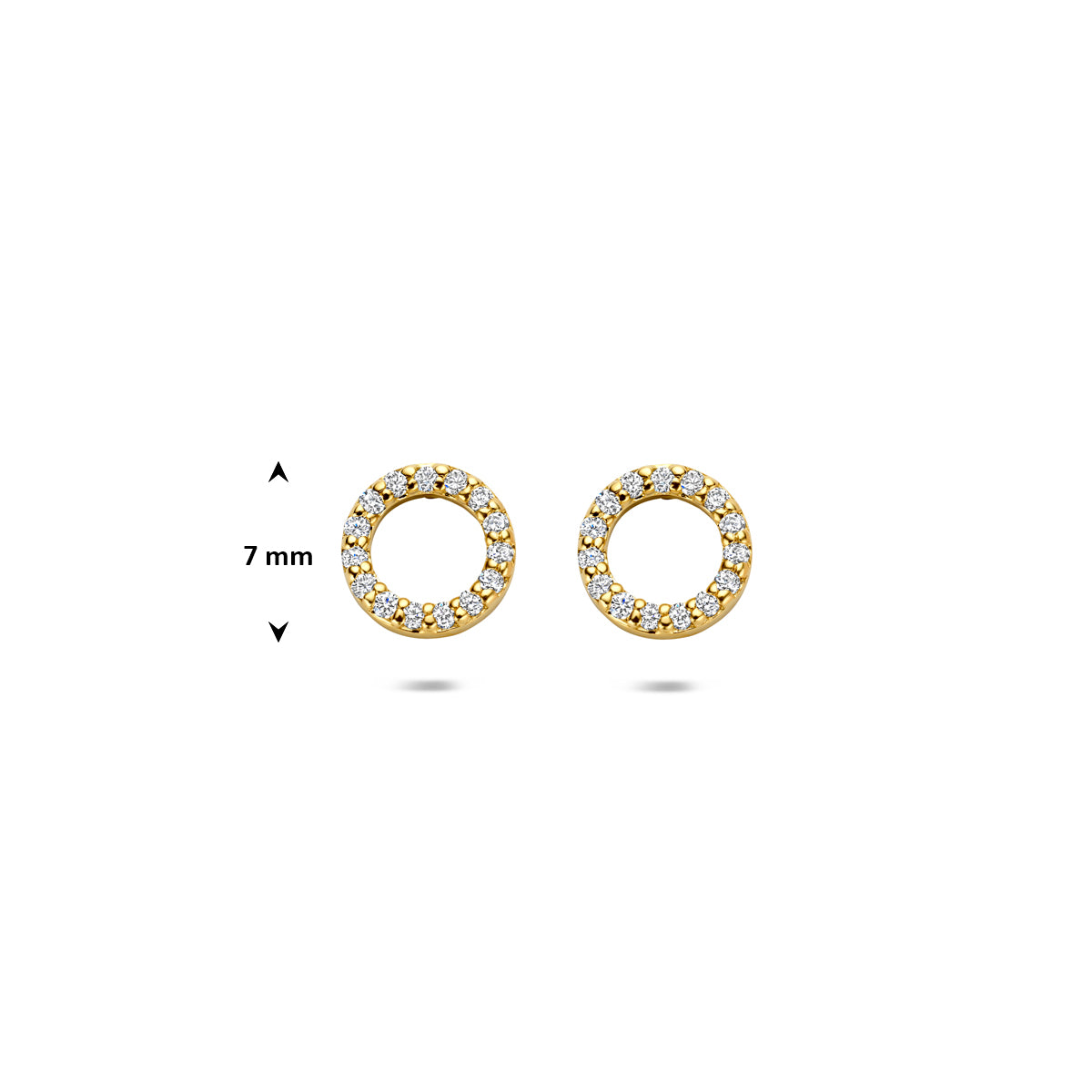 oorknoppen rondje lab grown diamant 0.16ct (2x 0.08ct) g vs 7 mm 14K geelgoud - rondje,bolletje,ringetje,draad