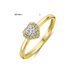 Ring Herz Zirkonia Halo 14K Gelbgold
