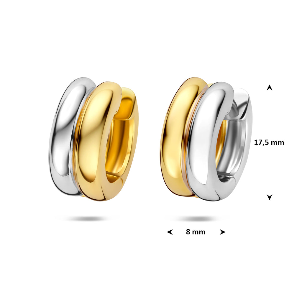 klapoorringen 17,5 mm 1 micron zilver verguld (geel/rhodium)