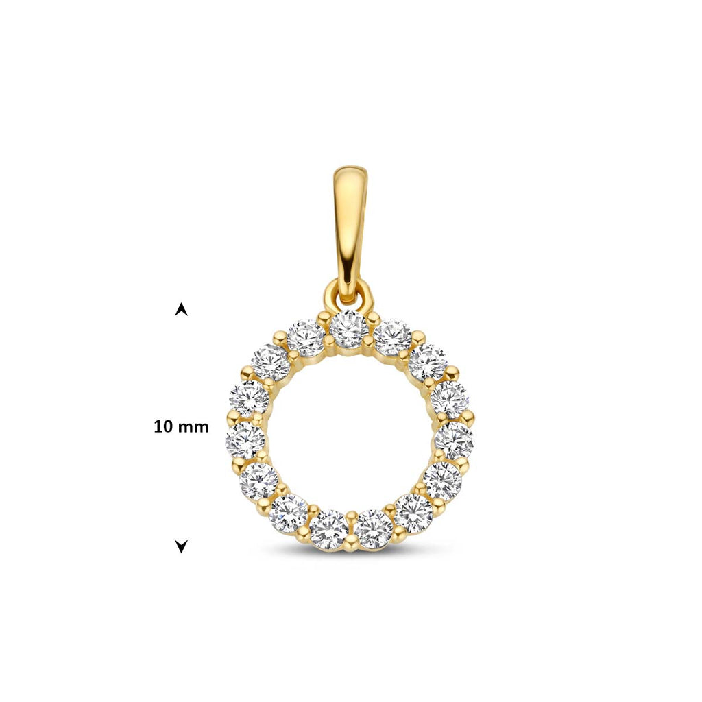 9k hanger rondje zirkonia 9K geel