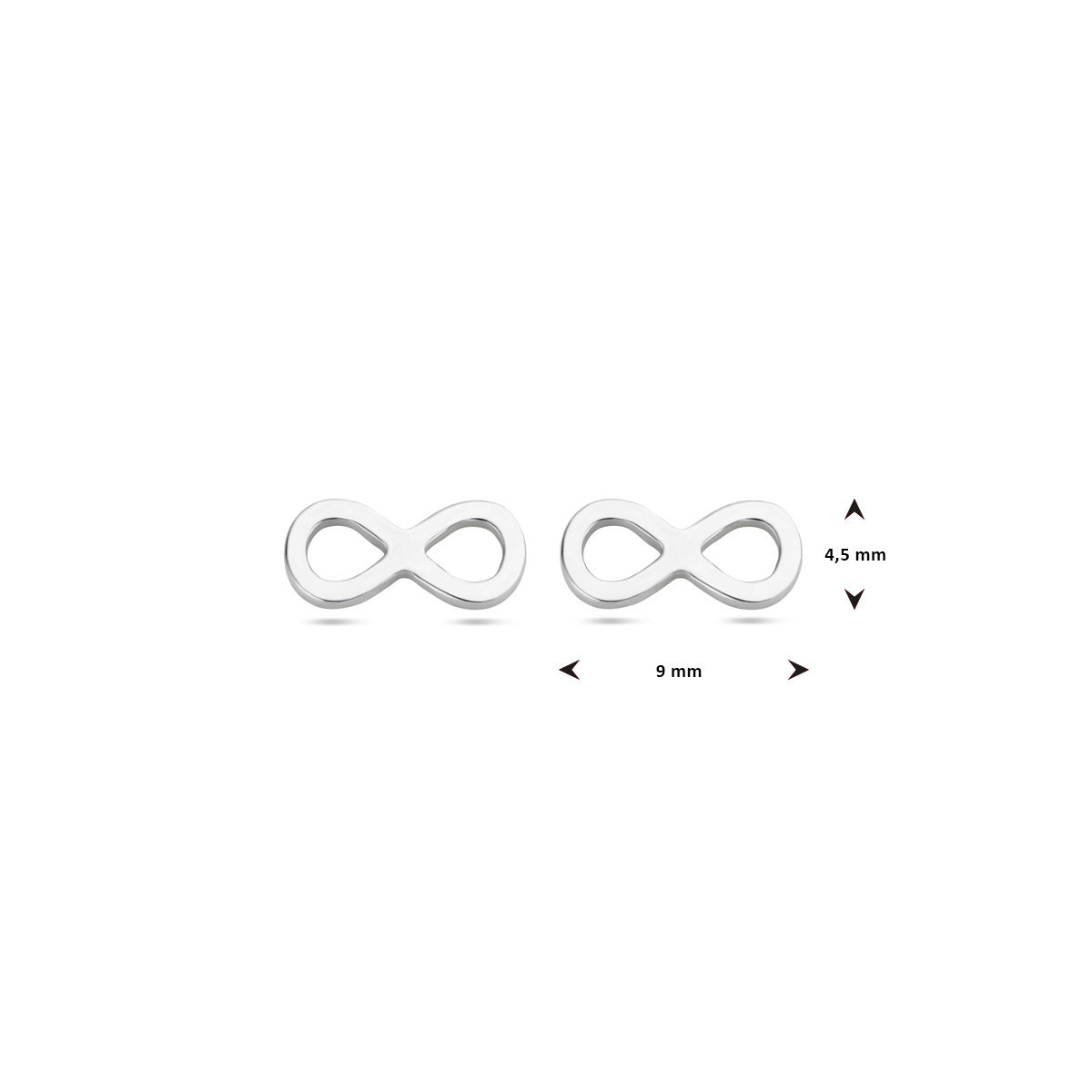 oorknoppen infinity zilver gerhodineerd