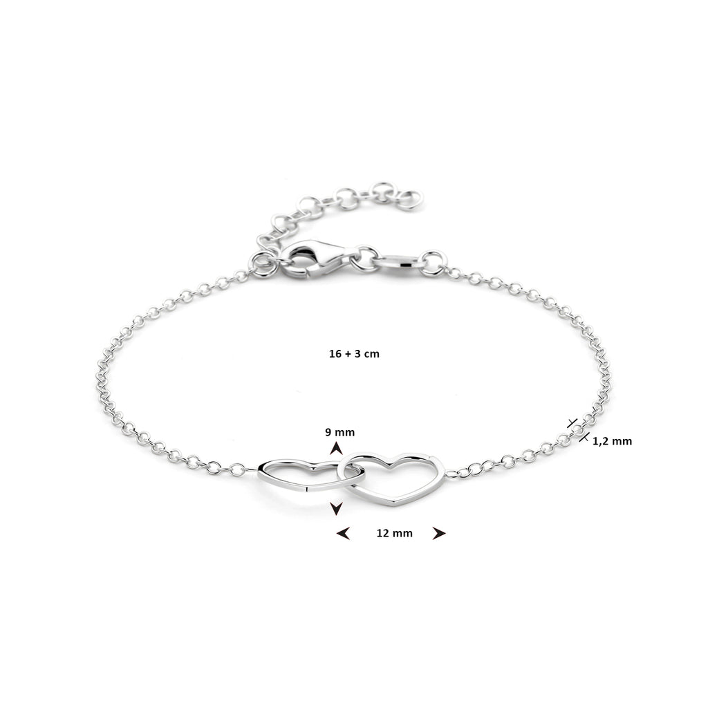 Armband Herz 16 + 3 cm Silber rhodiniert