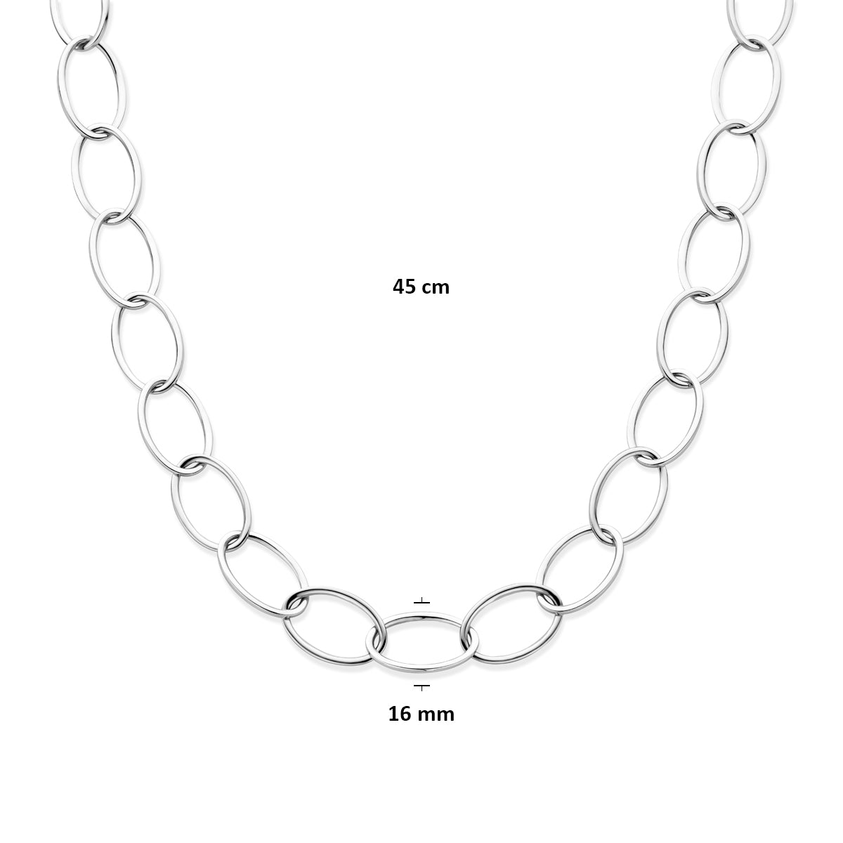 collier anker 16 mm 45 cm zilver gerhodineerd