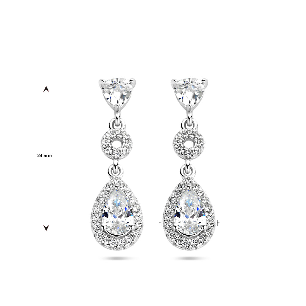 oorhangers zirkonia halo zilver gerhodineerd
