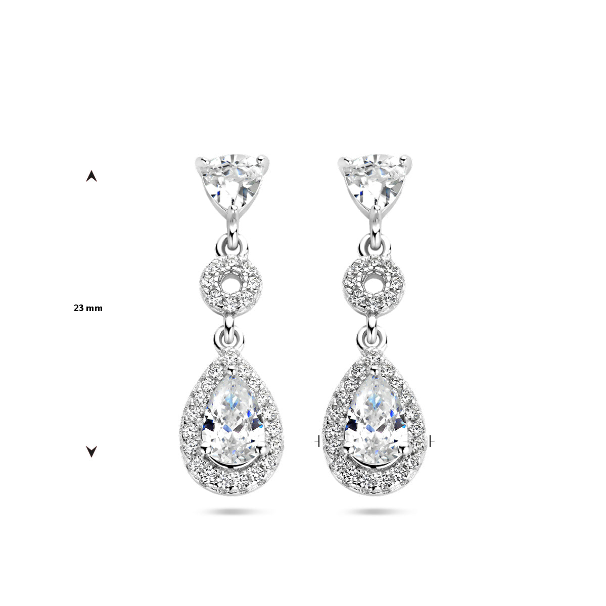 oorhangers zirkonia halo zilver gerhodineerd