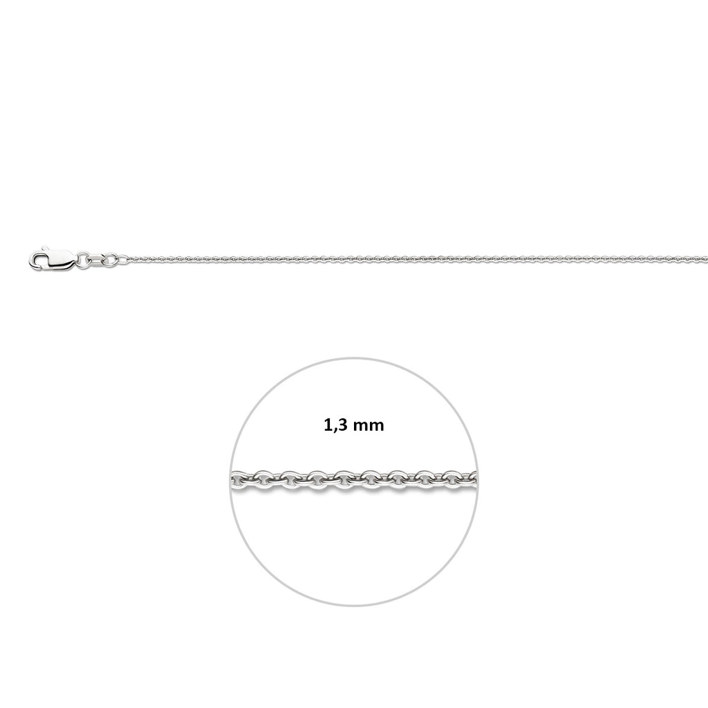 collier anker rond 1,3 mm 41 + 4 cm zilver gerhodineerd