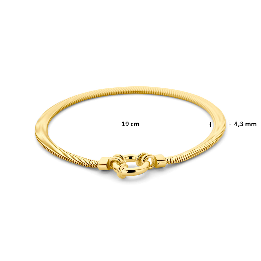 Armband Schlange flach mit großem Federringverschluss 4,3 mm 19 cm 3 Mikron vergoldet (gelb)