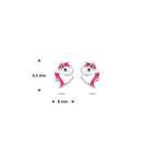 Ohrstecker Emaille Einhorn 6,5 mm rhodiniert Silber