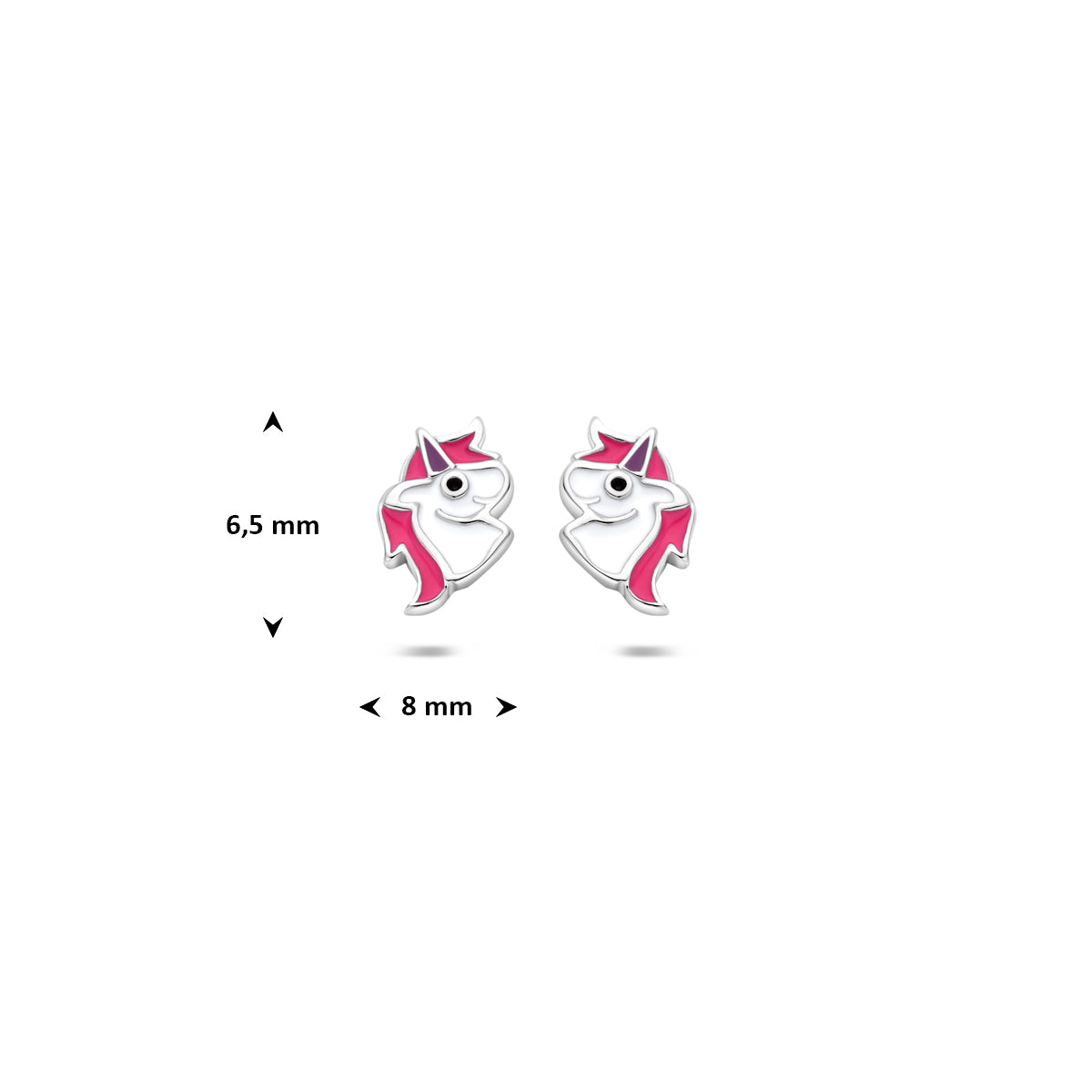 Ohrstecker Emaille Einhorn 6,5 mm rhodiniert Silber