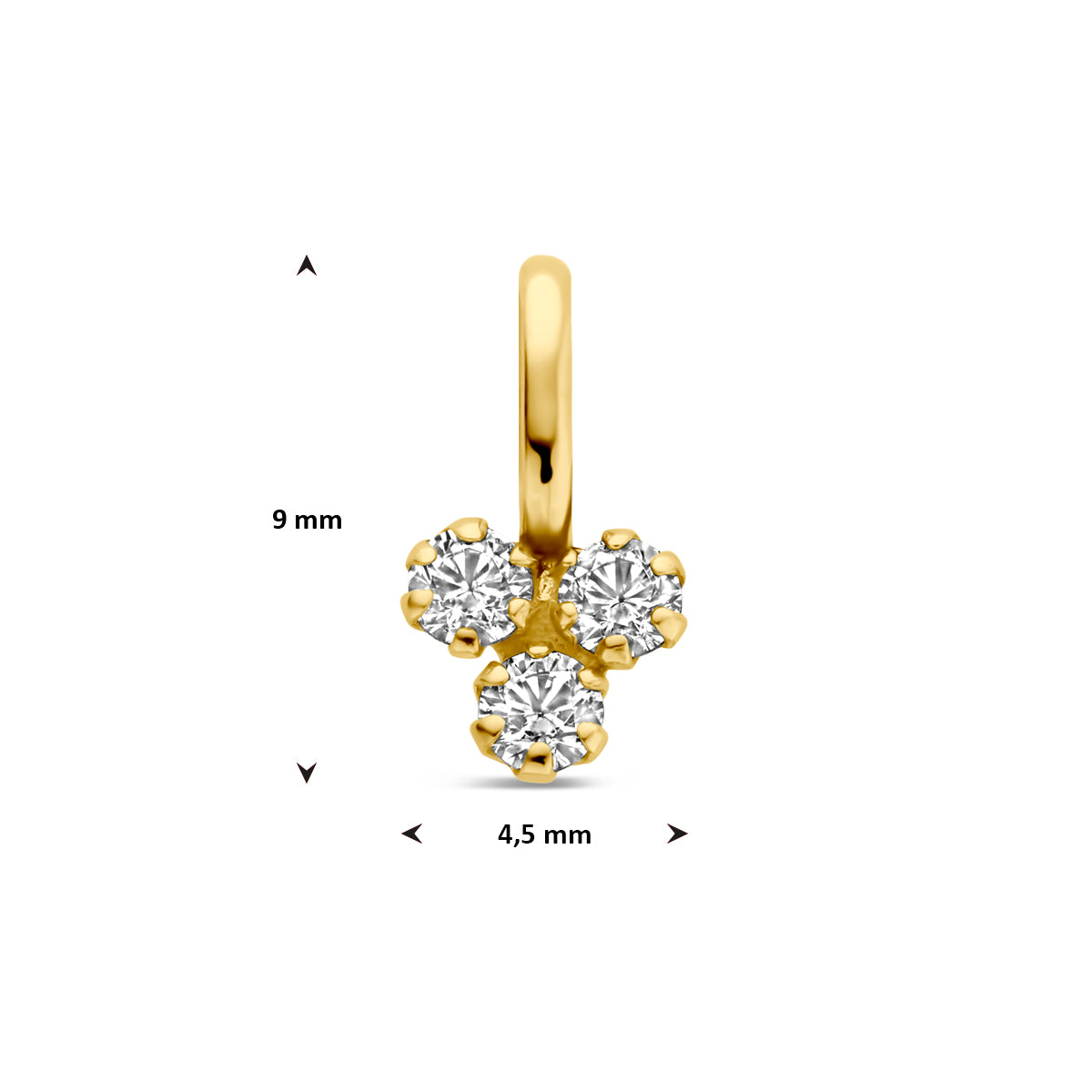hanger zirkonia 9 mm 14K geelgoud