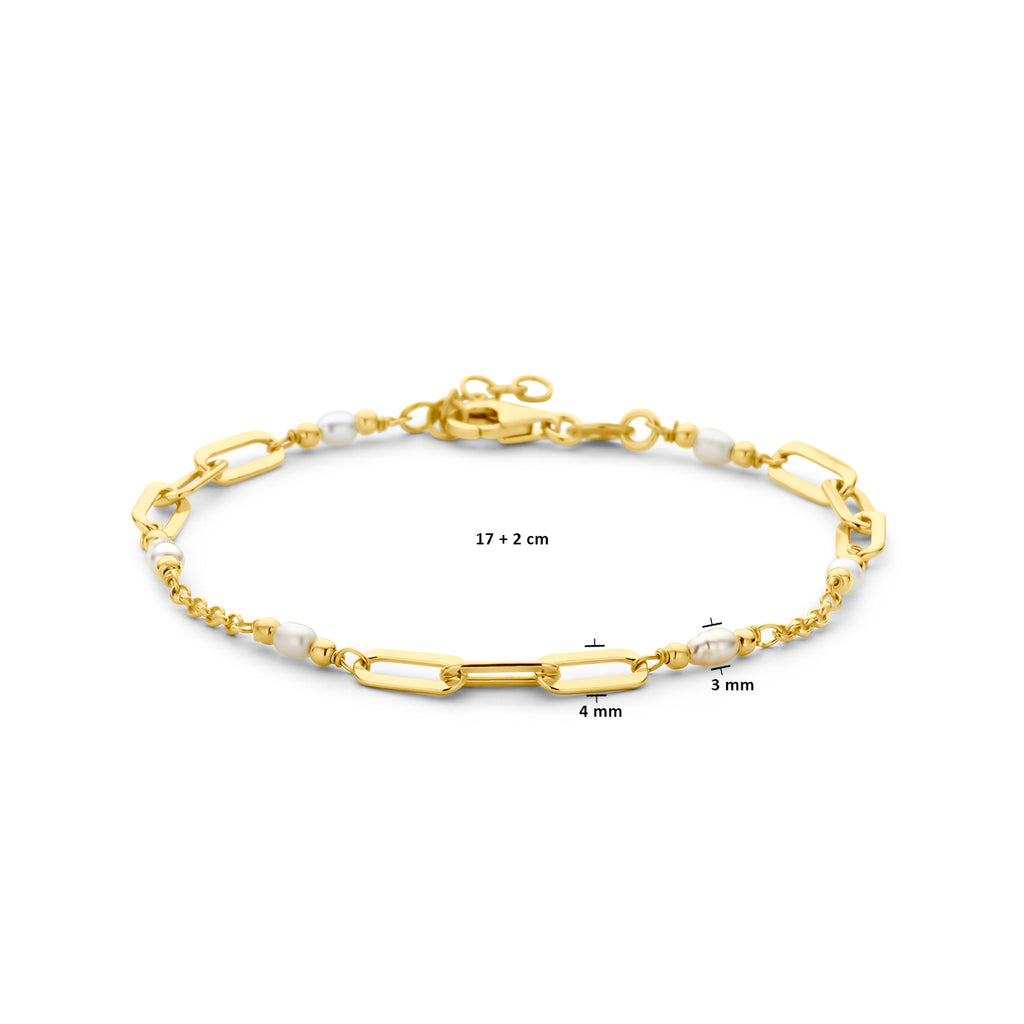 Armband Perlen 18 + 2 cm 3 Mikron vergoldet (gelb)