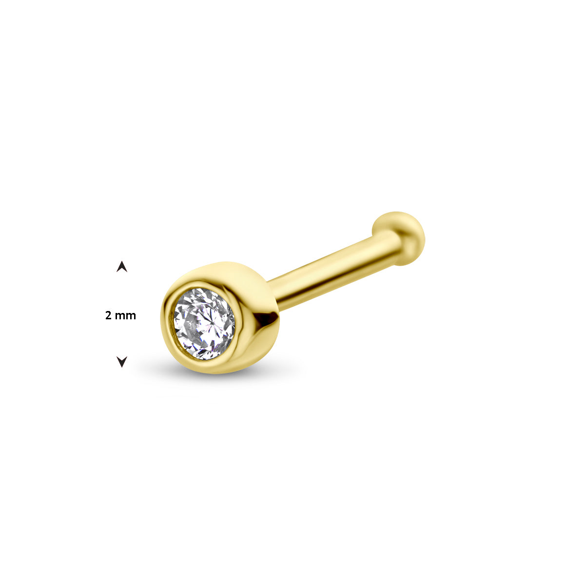 Nasenstecker Zirkonia Kugel 14K Gelbgold