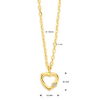 collier hart en diamant 0.01ct h si 41 - 43 cm 14K geelgoud