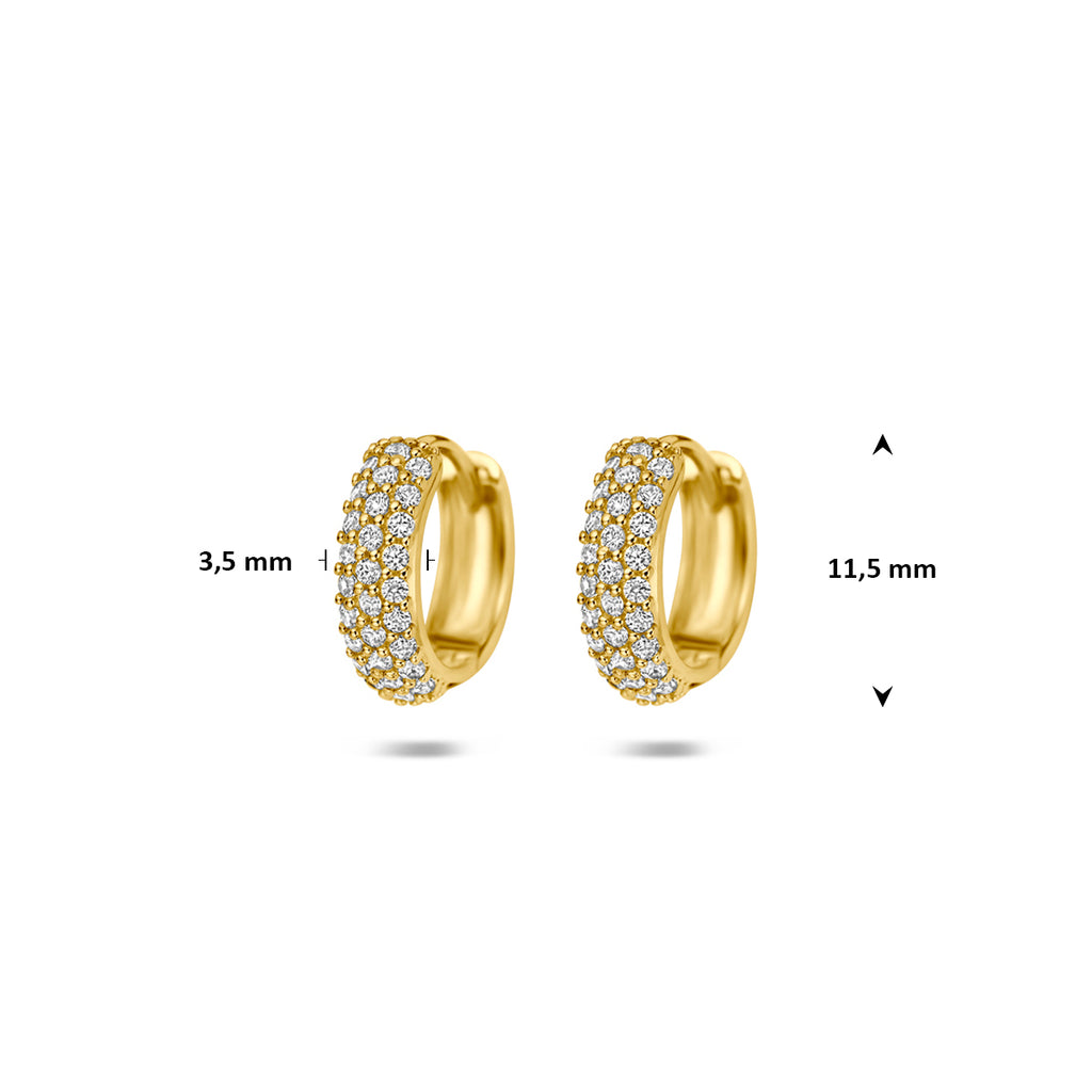 klapoorringen zirkonia 11,5 mm 14K geelgoud - rond