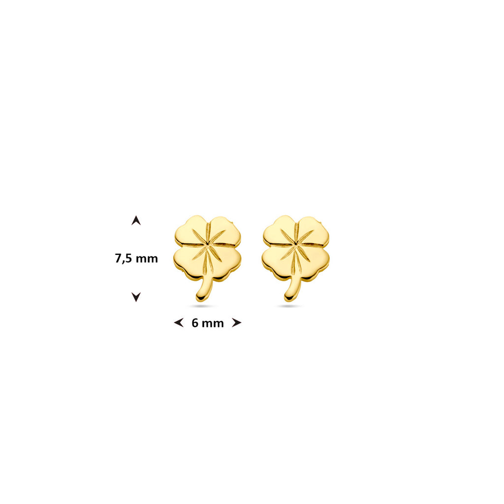 Ohrstecker Kleeblatt 7,5 mm 14K Gelbgold