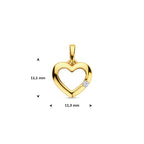 hanger hart zirkonia 14K geelgoud