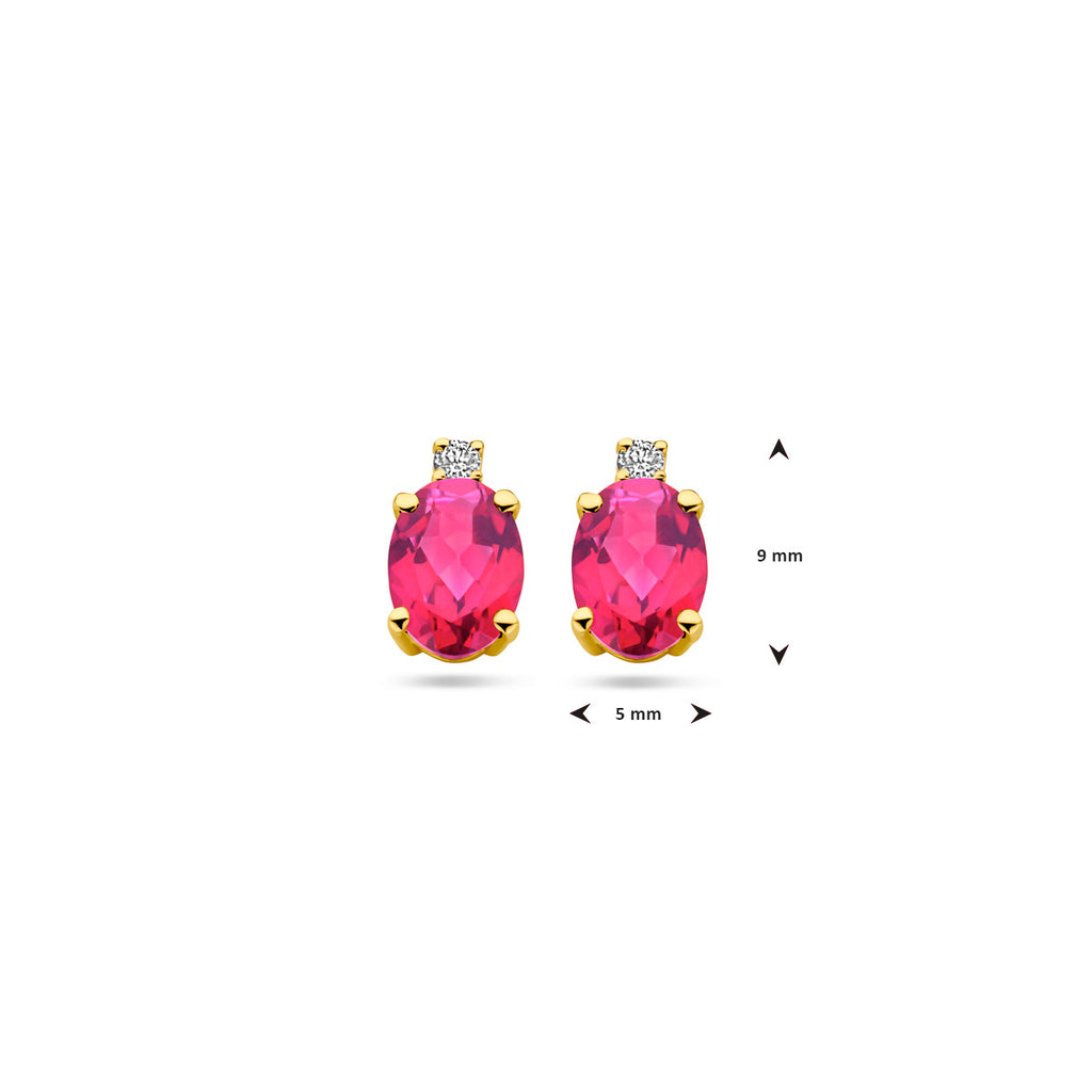 Ohrstecker rosa Topas und Diamant 0,04 ct (2x 0,02 ct) h si 14 K Gelbgold