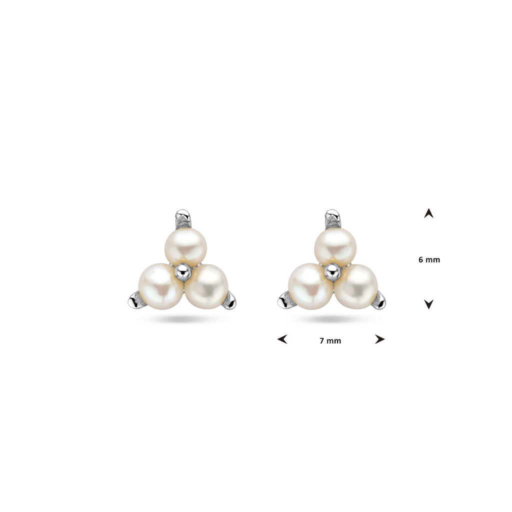 oorknoppen parel zilver gerhodineerd