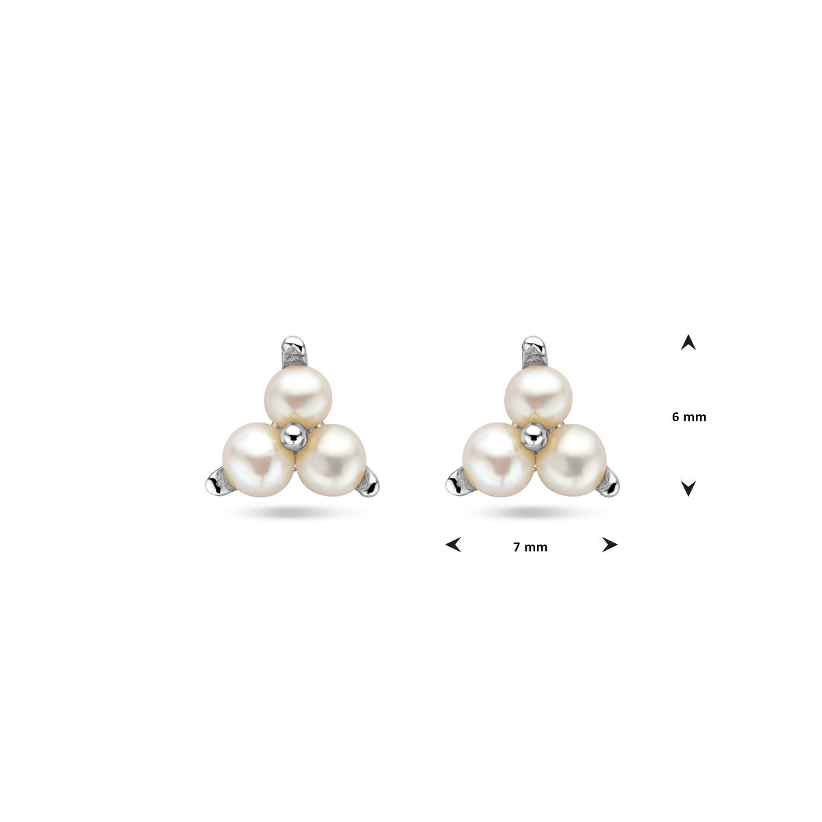 oorknoppen parel zilver gerhodineerd