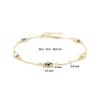 Armband synthetische Steine 16,5 - 17,5 - 18,5 cm 14K Gelbgold