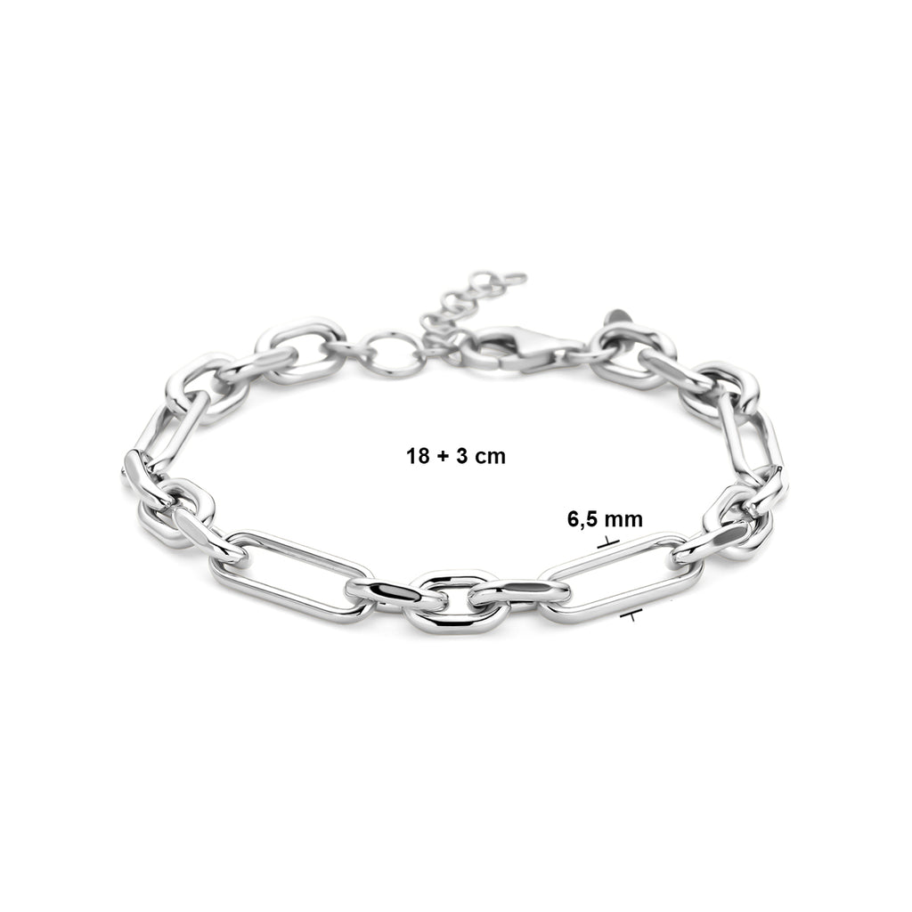 Armband Anker 6,5 mm 18 + 3 cm Silber rhodiniert