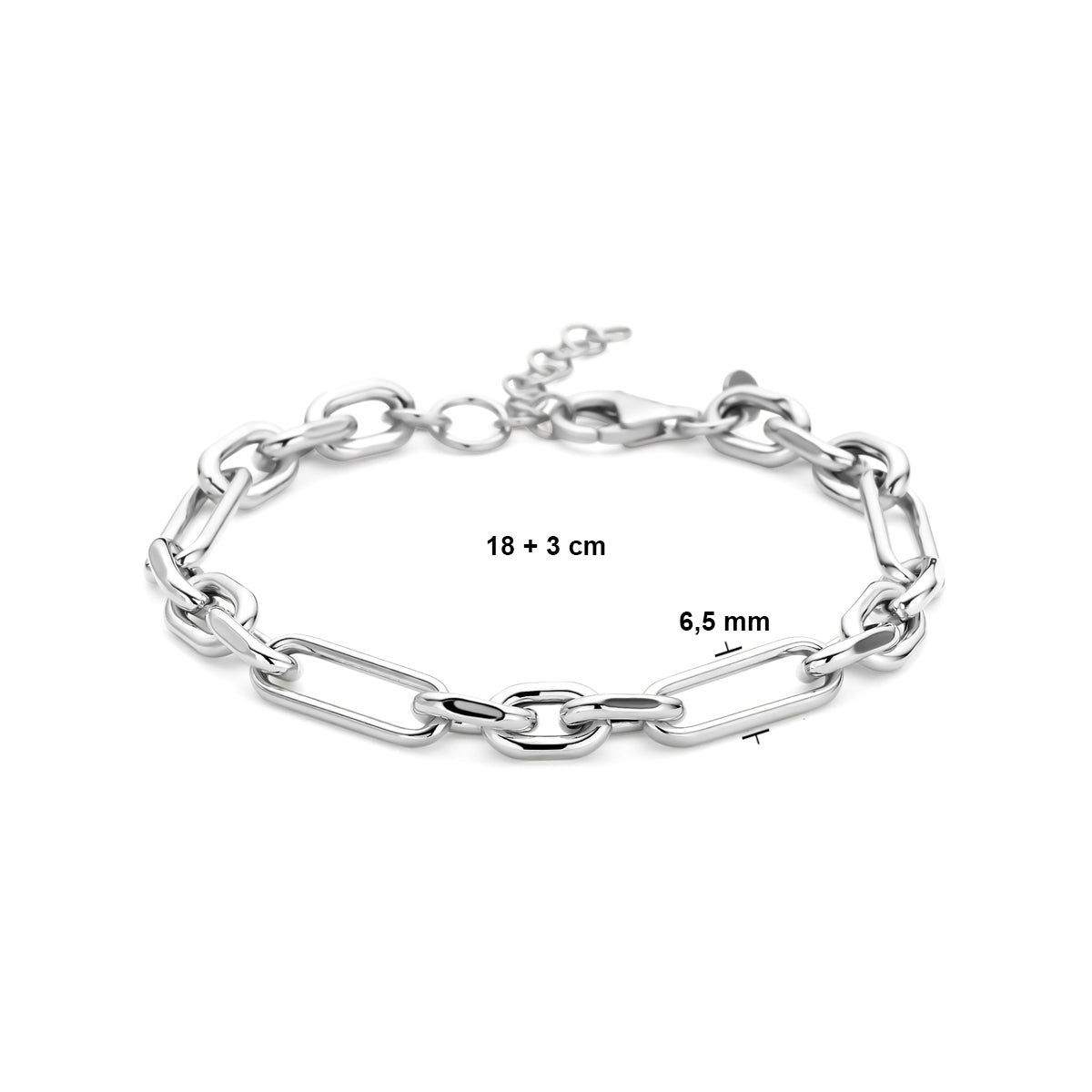 Armband Anker 6,5 mm 18 + 3 cm Silber rhodiniert