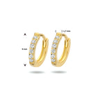 klapoorringen zirkonia 9 mm 1 micron zilver verguld (geel) - rond
