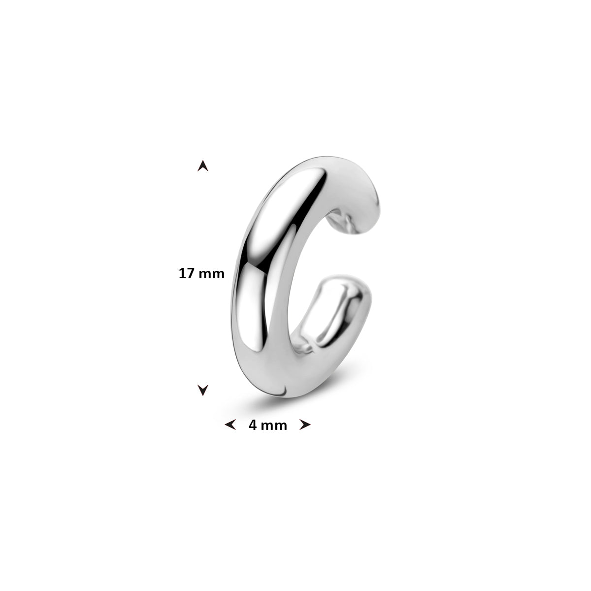 ear cuff 17 mm zilver gerhodineerd