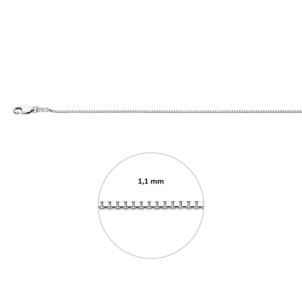 venetiaans 1,1 mm zilver gerhodineerd