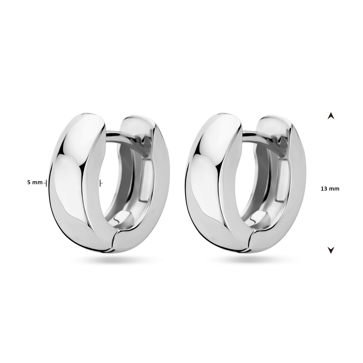 klapoorringen 13 mm zilver gerhodineerd