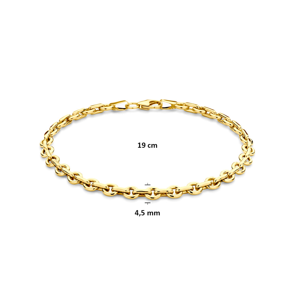 Armband Ankerkette massiv 4,5 mm 19 cm Silgold (gelb mit Silberkern)