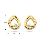 oorknoppen diamant 0.05ct (2x0.025ct) h si 14K geelgoud - druppel/komma/pegel