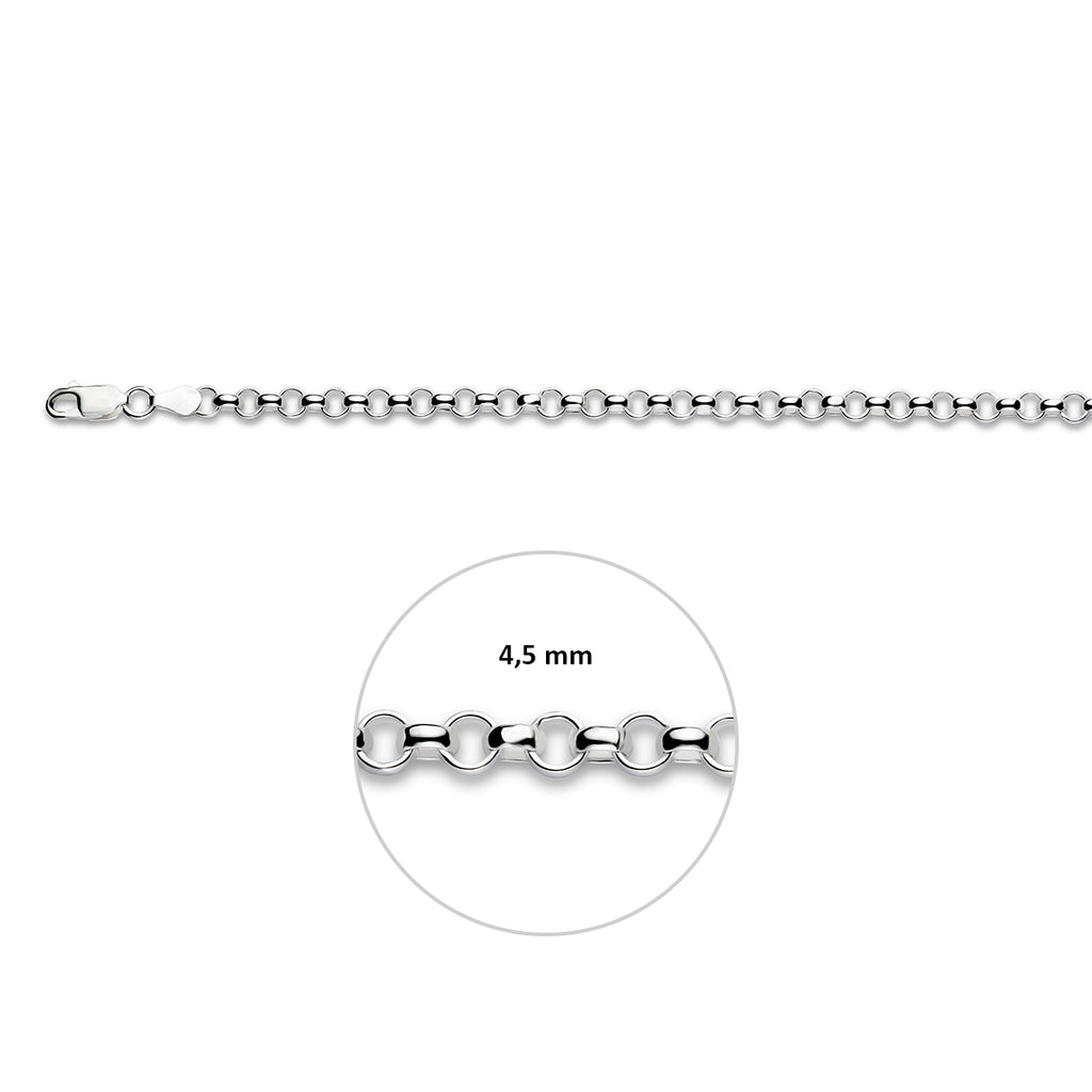Armband Jasseron 4,5 mm 19 cm Silber rhodiniert