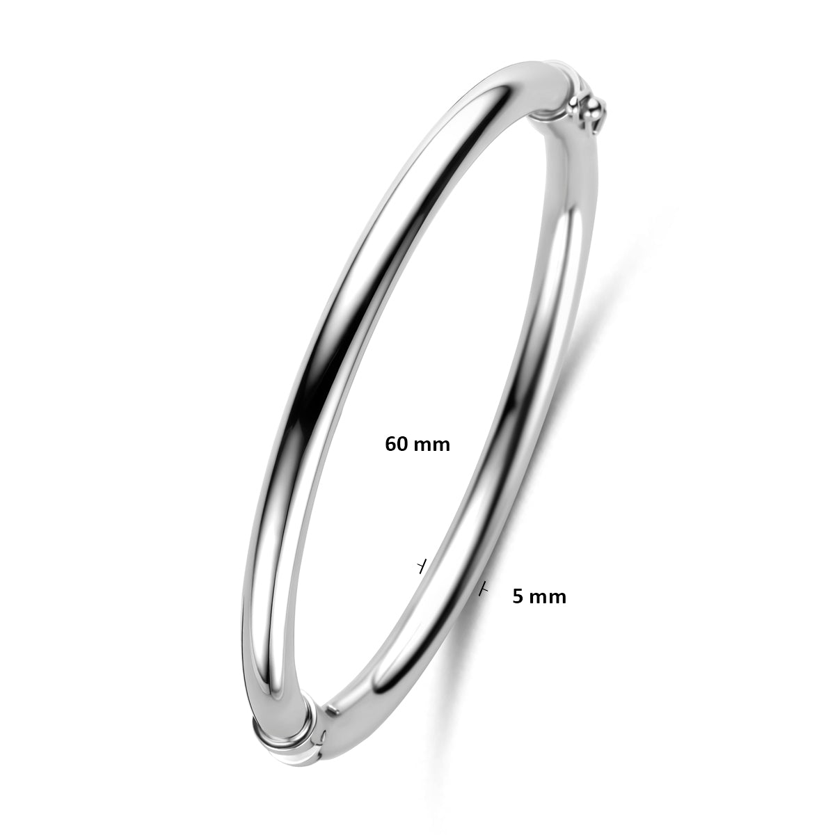 Armreif 5 mm 60 mm rhodiniert Sterlingsilber