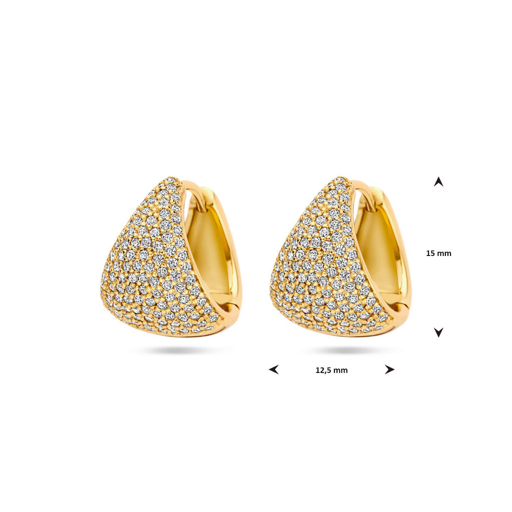 klapoorringen zirkonia 15 mm 1 micron zilver verguld (geel)