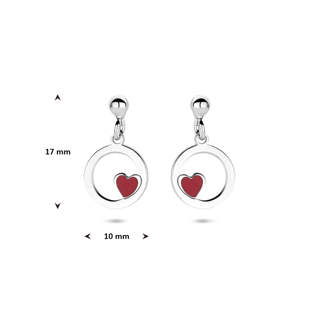 Ohrhänger Emaille Herz 17 mm Silber rhodiniert