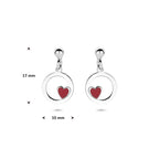 Ohrhänger Emaille Herz 17 mm Silber rhodiniert