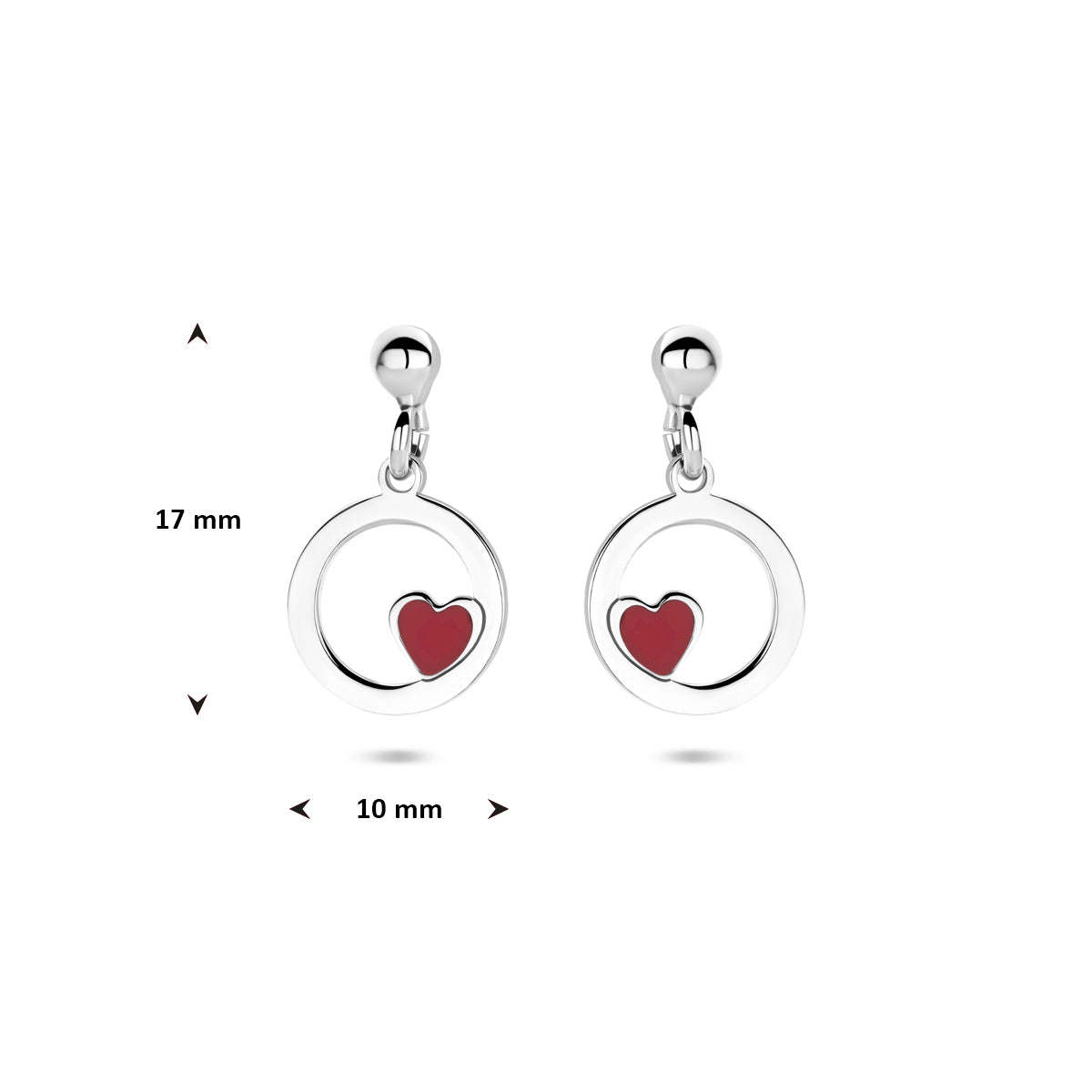 Ohrhänger Emaille Herz 17 mm Silber rhodiniert