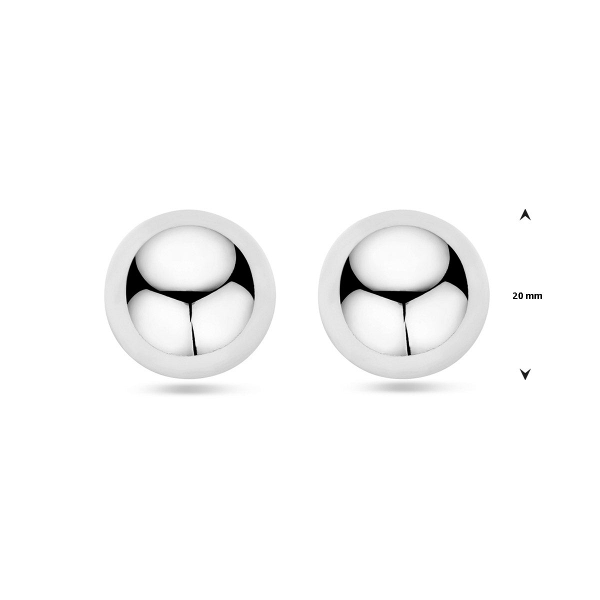 Halbkugel-Ohrstecker 20 mm rhodiniert